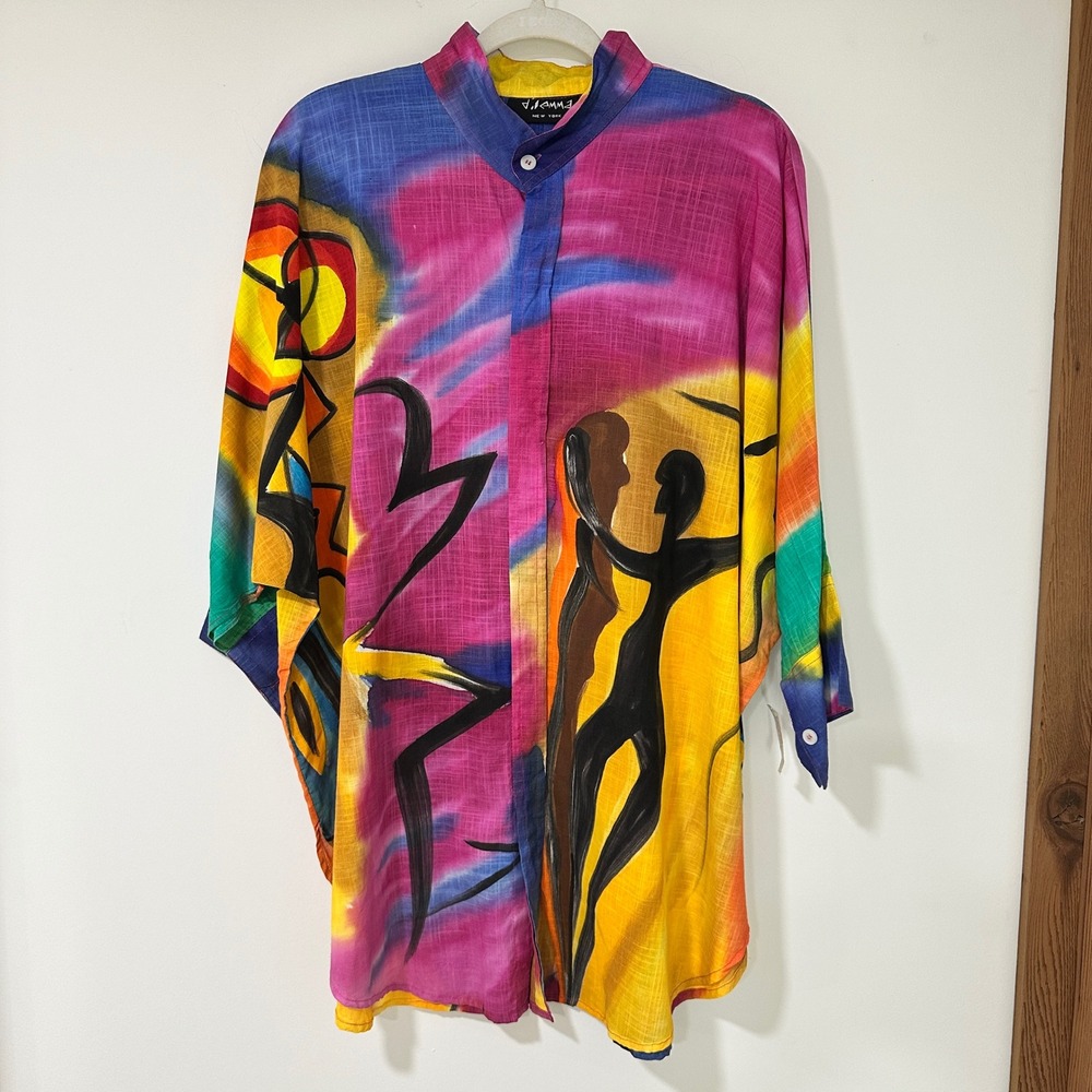 Dilemma New York Hand Painted Wearable Art Shirt Organic Cotton OS Abstract